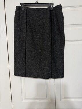 NWT Sigrid Olsen dark grey straight skirt side pockets knee length size 14